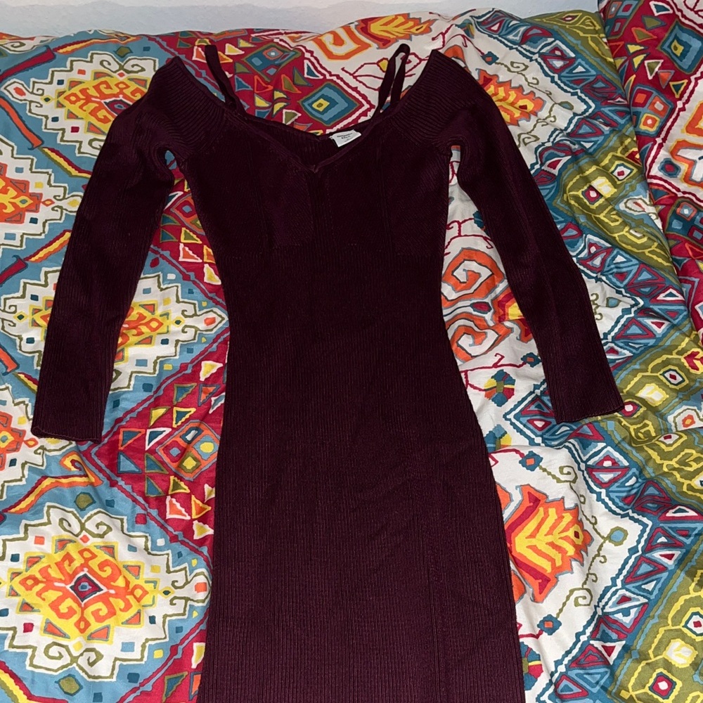 Abercrombie & Fitch Deep Burgundy Long Sleeve Dress